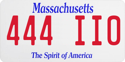 MA license plate 444II0