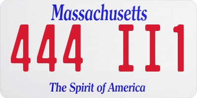 MA license plate 444II1