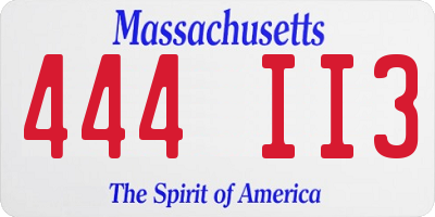 MA license plate 444II3