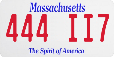 MA license plate 444II7