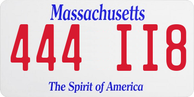 MA license plate 444II8