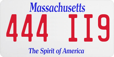 MA license plate 444II9