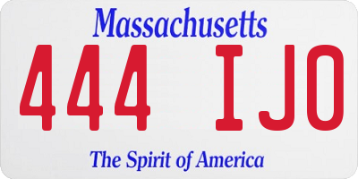 MA license plate 444IJ0