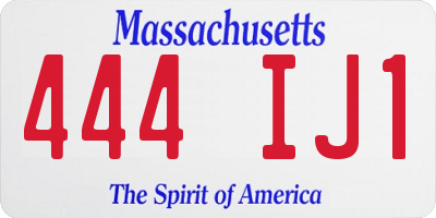 MA license plate 444IJ1