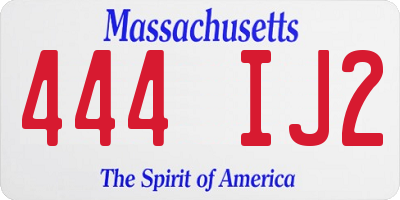 MA license plate 444IJ2