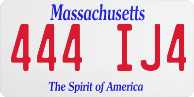 MA license plate 444IJ4