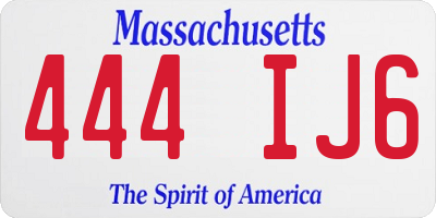 MA license plate 444IJ6