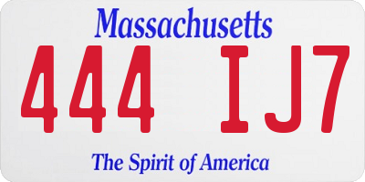 MA license plate 444IJ7