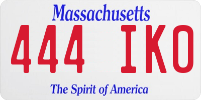 MA license plate 444IK0