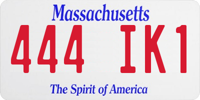 MA license plate 444IK1