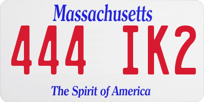 MA license plate 444IK2