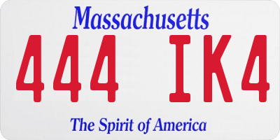 MA license plate 444IK4