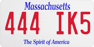 MA license plate 444IK5