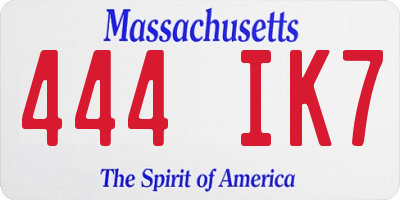MA license plate 444IK7