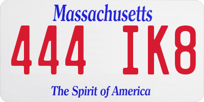 MA license plate 444IK8