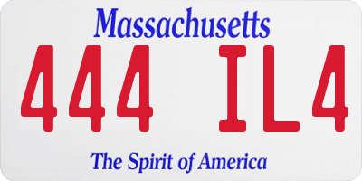 MA license plate 444IL4