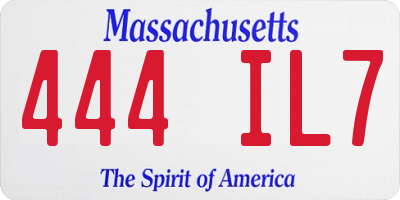 MA license plate 444IL7