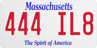 MA license plate 444IL8