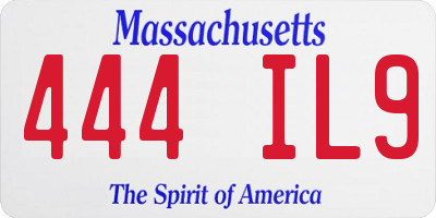 MA license plate 444IL9