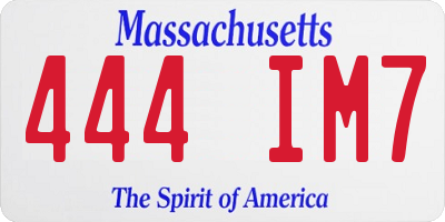 MA license plate 444IM7