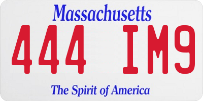 MA license plate 444IM9