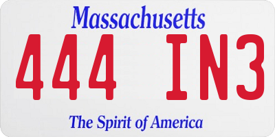 MA license plate 444IN3