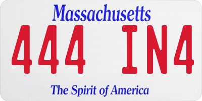 MA license plate 444IN4