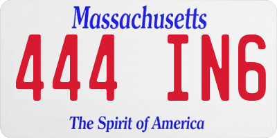 MA license plate 444IN6