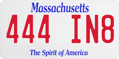 MA license plate 444IN8