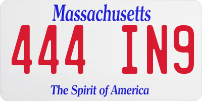 MA license plate 444IN9