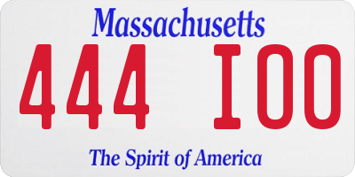 MA license plate 444IO0