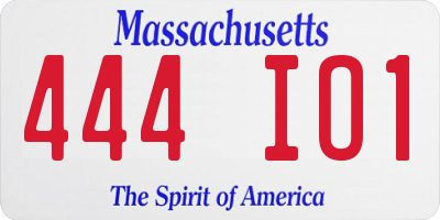 MA license plate 444IO1