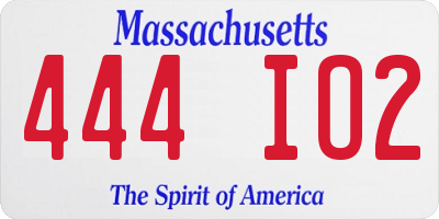 MA license plate 444IO2