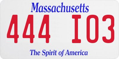 MA license plate 444IO3