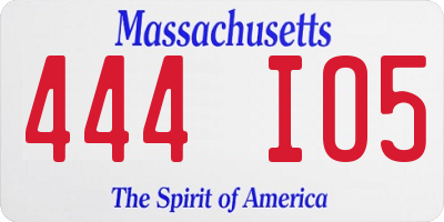 MA license plate 444IO5