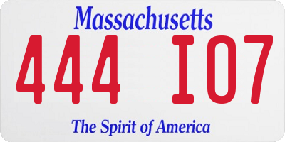 MA license plate 444IO7