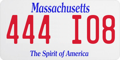 MA license plate 444IO8