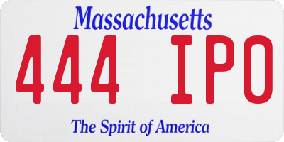 MA license plate 444IP0