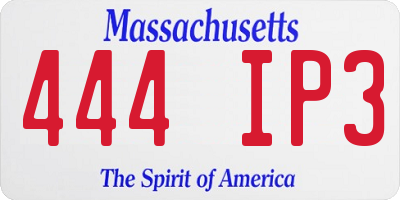 MA license plate 444IP3