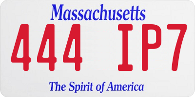 MA license plate 444IP7