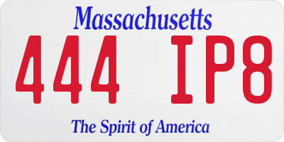 MA license plate 444IP8