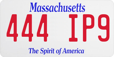 MA license plate 444IP9
