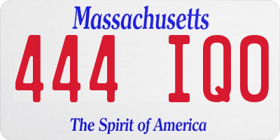MA license plate 444IQ0