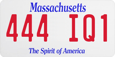 MA license plate 444IQ1
