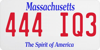 MA license plate 444IQ3