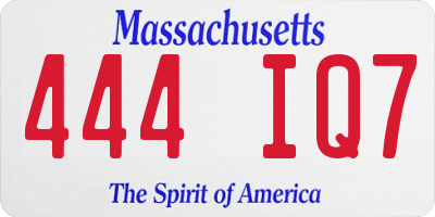 MA license plate 444IQ7