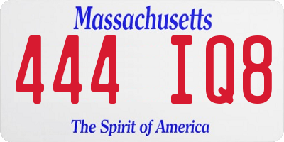MA license plate 444IQ8