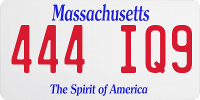 MA license plate 444IQ9