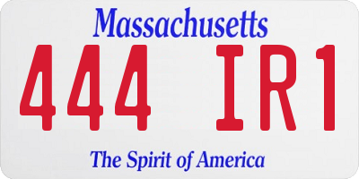 MA license plate 444IR1