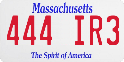 MA license plate 444IR3
